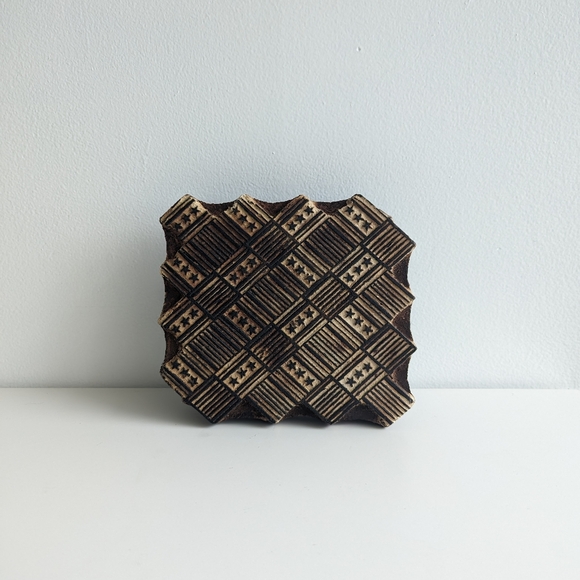 Vintage Hand-Carved Indian Wooden Textile Fabric Printing Block India - Picture 2 of 14